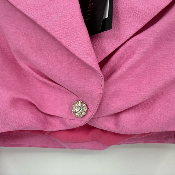 Rasario Cropped Crystal-Embellished Linen-Blend Pink Jacket EU 36 or US 4 - Picture 11 of 13